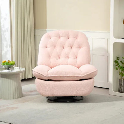 360° Swivel Recliner Adjustable Chair Chenille Glider Swivel Reclining Sofa Chair with Black Metal Round Base - Gray