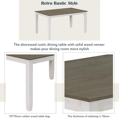 6 Pieces Dining Table Set with Bench. - Home Fusion
