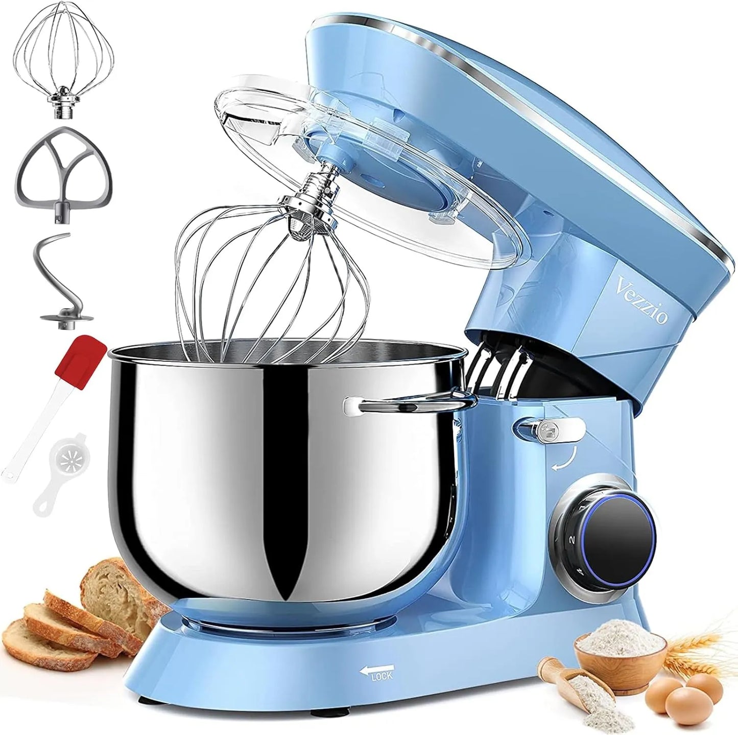 9.5 Qt Stand Mixer, 10-Speed Tilt-Head Food Mixer,  660W Kitchen Electric Mixer with Stainless Steel Bowl, Dishwasher-Safe Attachments for Most Home Cooks(Silver) - Home Fusion