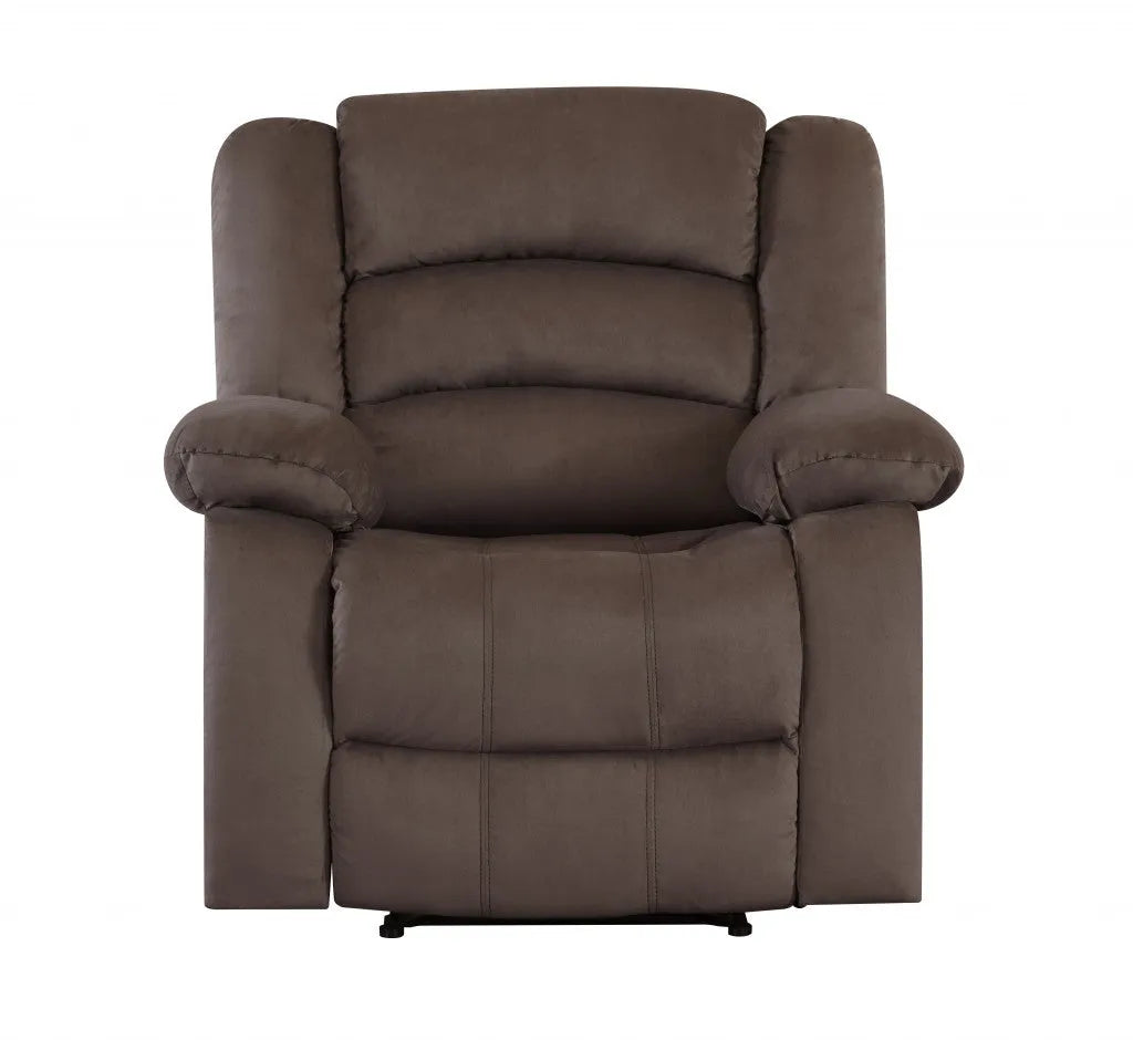 75" Brown Faux Leather Manual Reclining Love Seat With Storage - Home Fusion