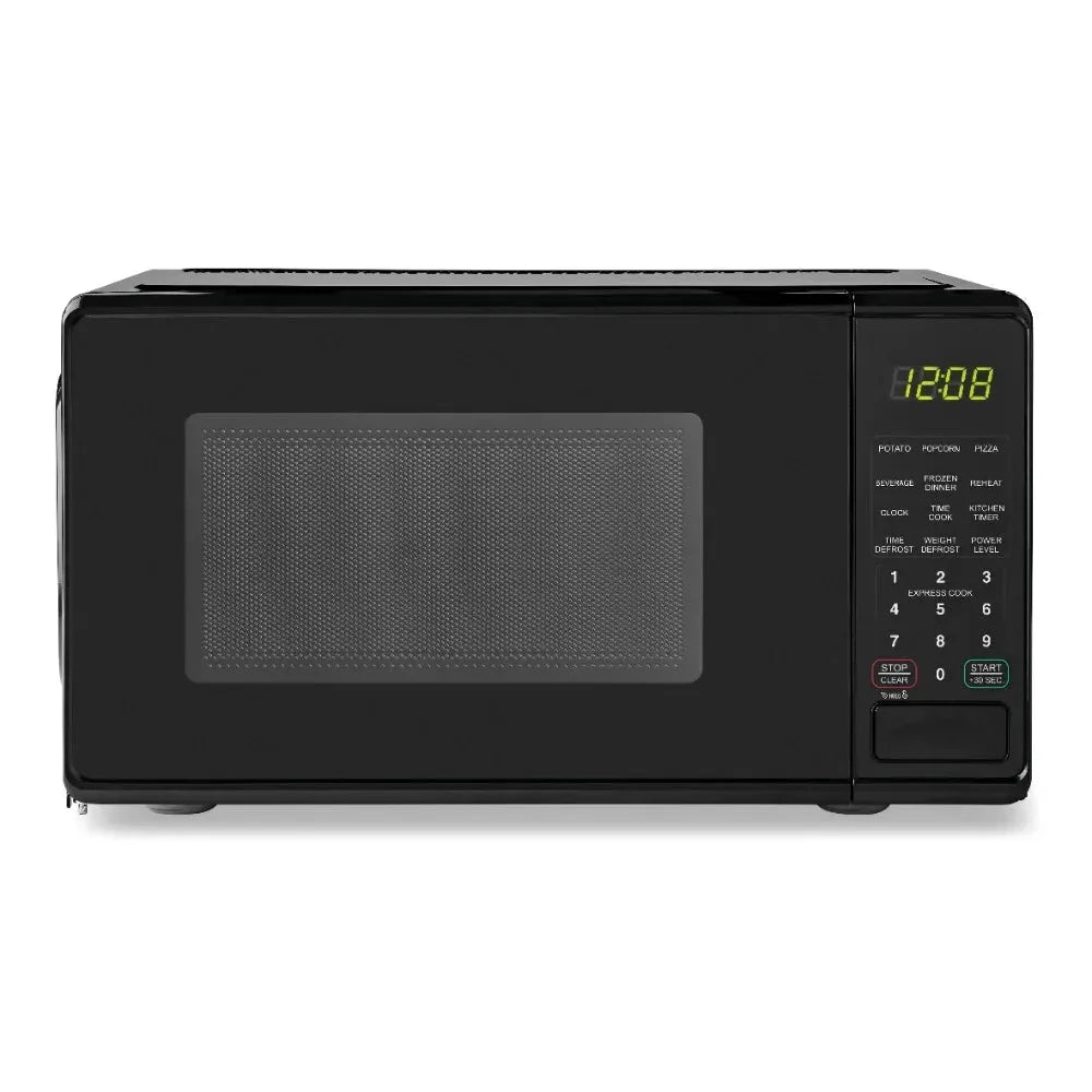 0.7 cu. ft. Countertop Microwave Oven, 700 Watts, Black, New, LED Display, Kitchen Timer, Household Tabletop Microwave Oven - Home Fusion