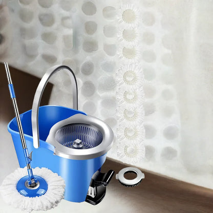 MASTERTOP Spin Mop and Bucket with Wringer Set, Foot Pedal, 360°Rotation, 5 Microfiber Mop Pads, 1 Brush Head, Hardwood Floor - Home Fusion