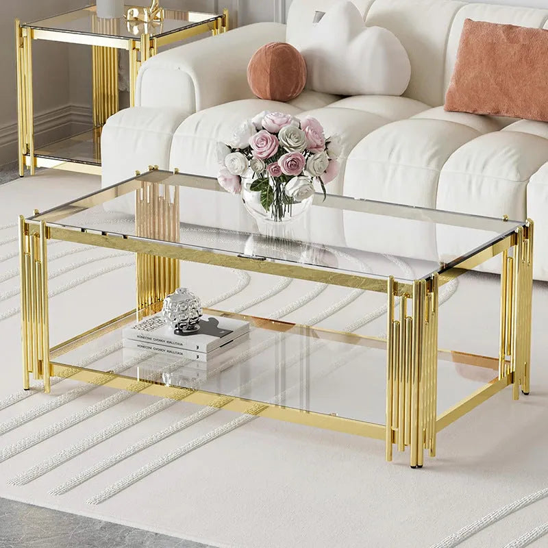 Marble TV Cabinet Coffee Table Simple Light Luxury Floor-Standing Coffee Table TV Cabinet Combination Coffee Table Advanced Sense - Home Fusion