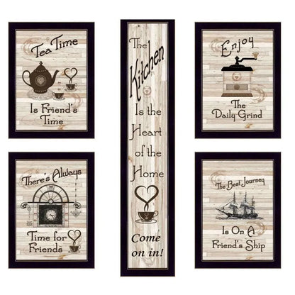 “Kitchen Friendship Collection” 5-Piece Vignette by Millwork Engineering, Black Frame - Home Fusion