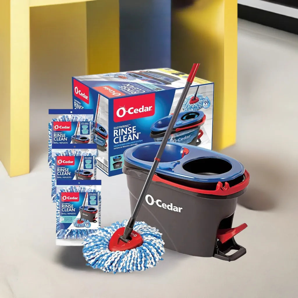EasyWring RinseClean Microfiber Spin Mop & Bucket Floor Cleaning System with 3 Extra Refills, Grey