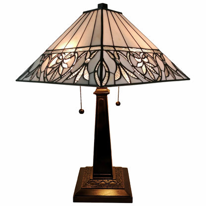 22" Dark Brown Metal Two Light Candlestick Table Lamp With White Shade - Home Fusion