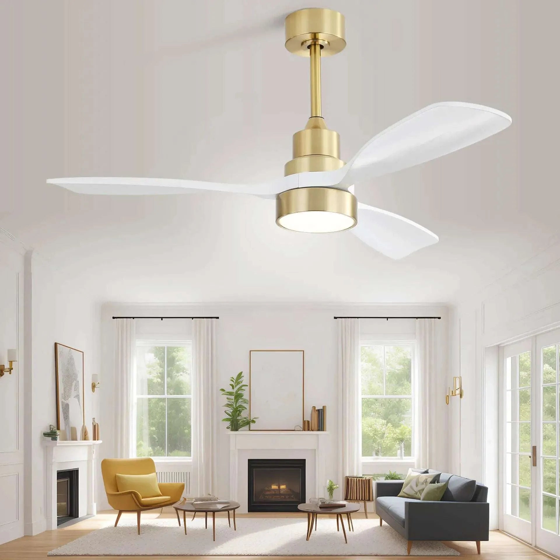 Sofucor Modern Economical 48-inch Ceiling Fan with LED Reversible DC 6-speed High wind and Remote control - Home Fusion