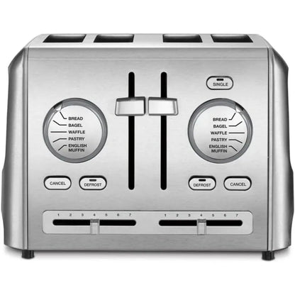 4-Slice Custom Select Toaster Stainless Steel Toaster for Bread Toast Machine Cooking Appliances Kitchen Home - Home Fusion