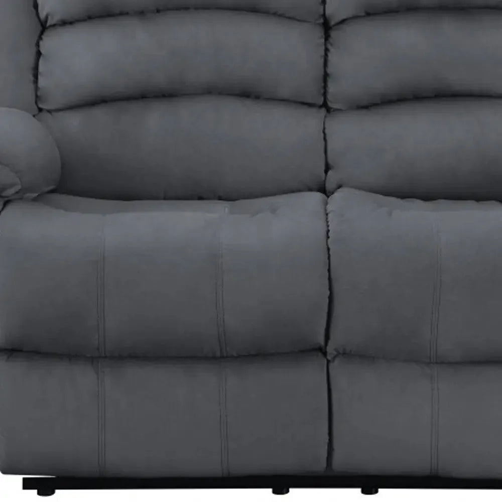 60" Gray Microfiber Manual Reclining Loveseat - Home Fusion