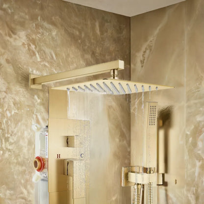 Rainfall Bathroom Shower System Rain Shower Head and Handle Set Wall Mounted Shower Complete Combo Solid Brass Pressure