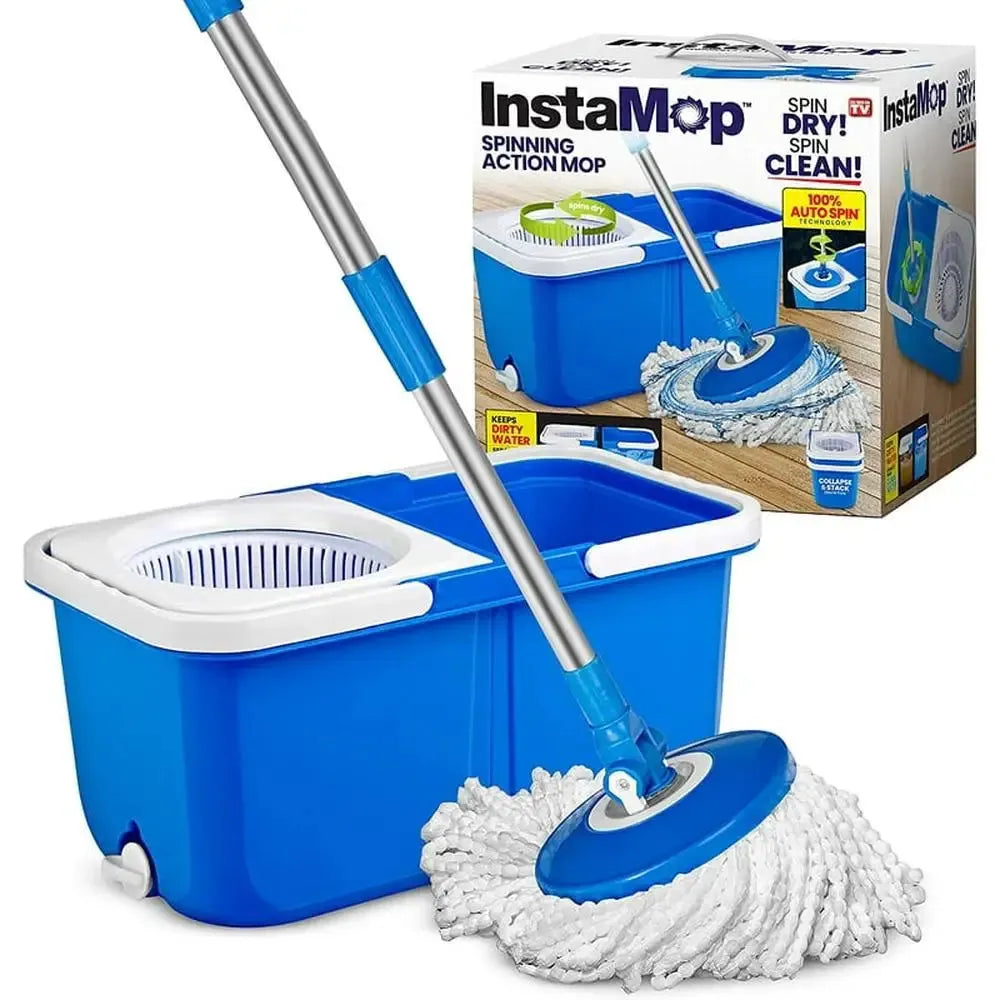 Automatic Spin Mop and Bucket Set Microfiber Washable Head Dual Bucket Design Easy Storage Quick Drainage As Seen On TV - Home Fusion