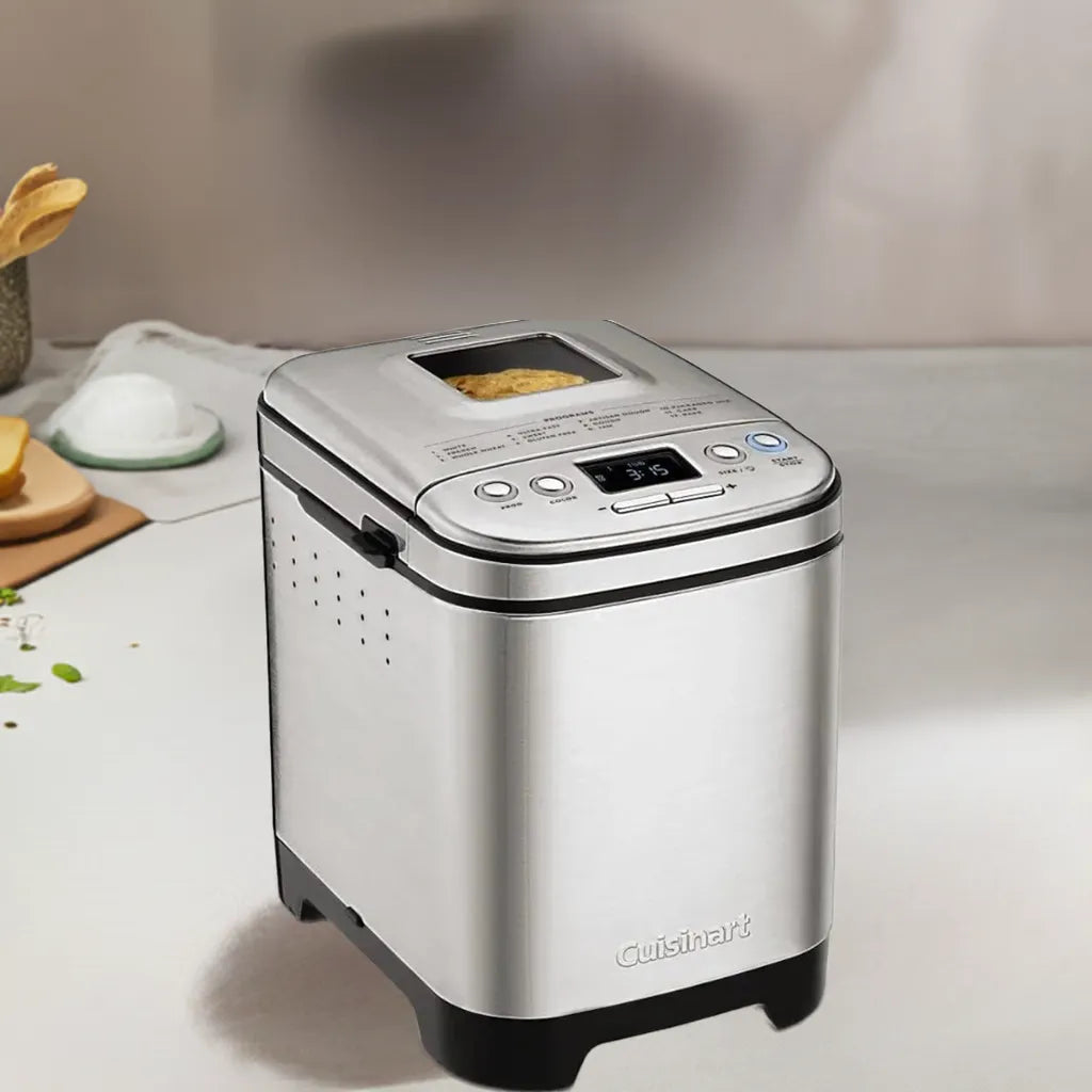 Bread Maker Machine, Compact and Automatic, Customizable Settings, Up to 2lb Loaves, CBK-110P1, Silver,Black - Home Fusion