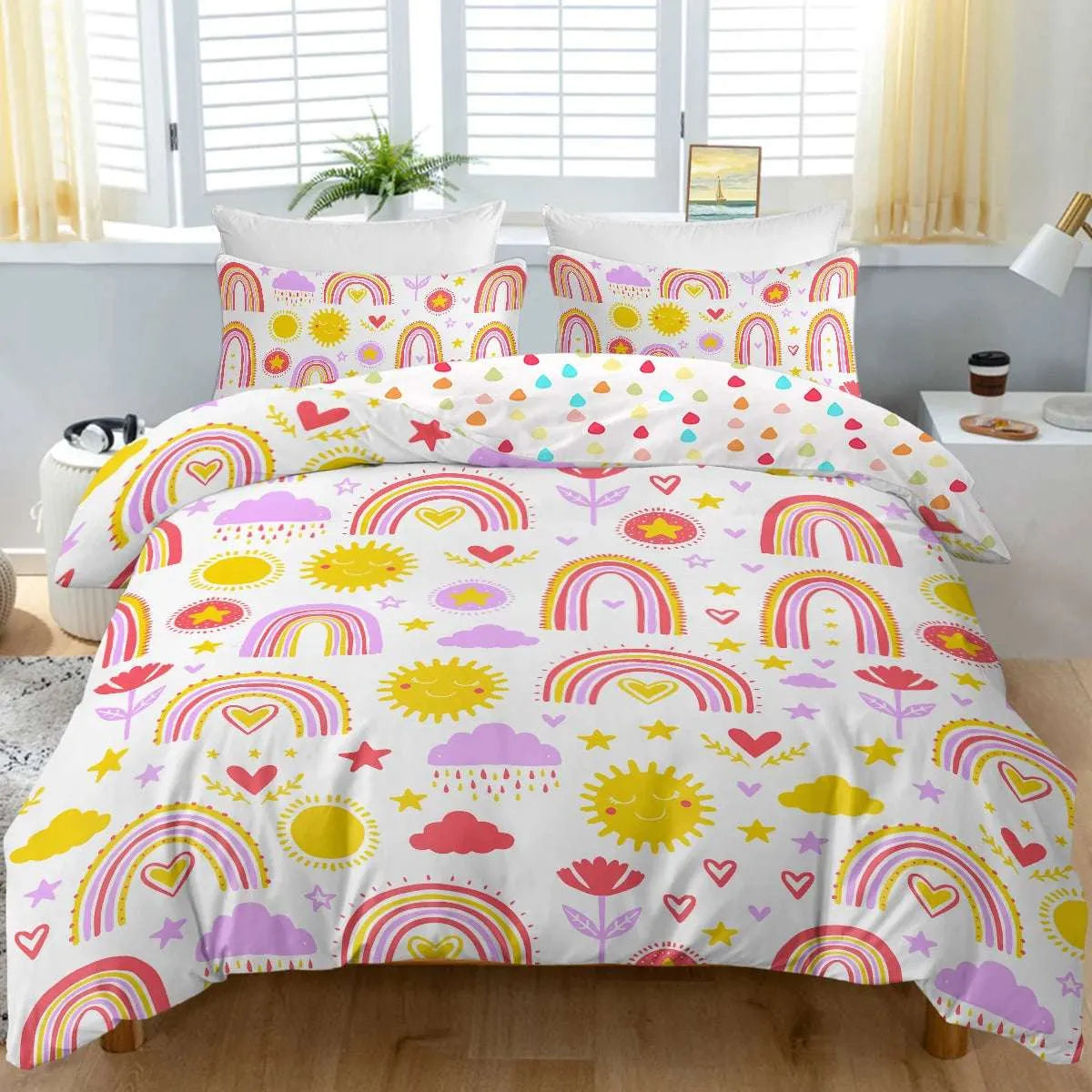 Cartoon Rainbow Design Bedding Set. - Home Fusion