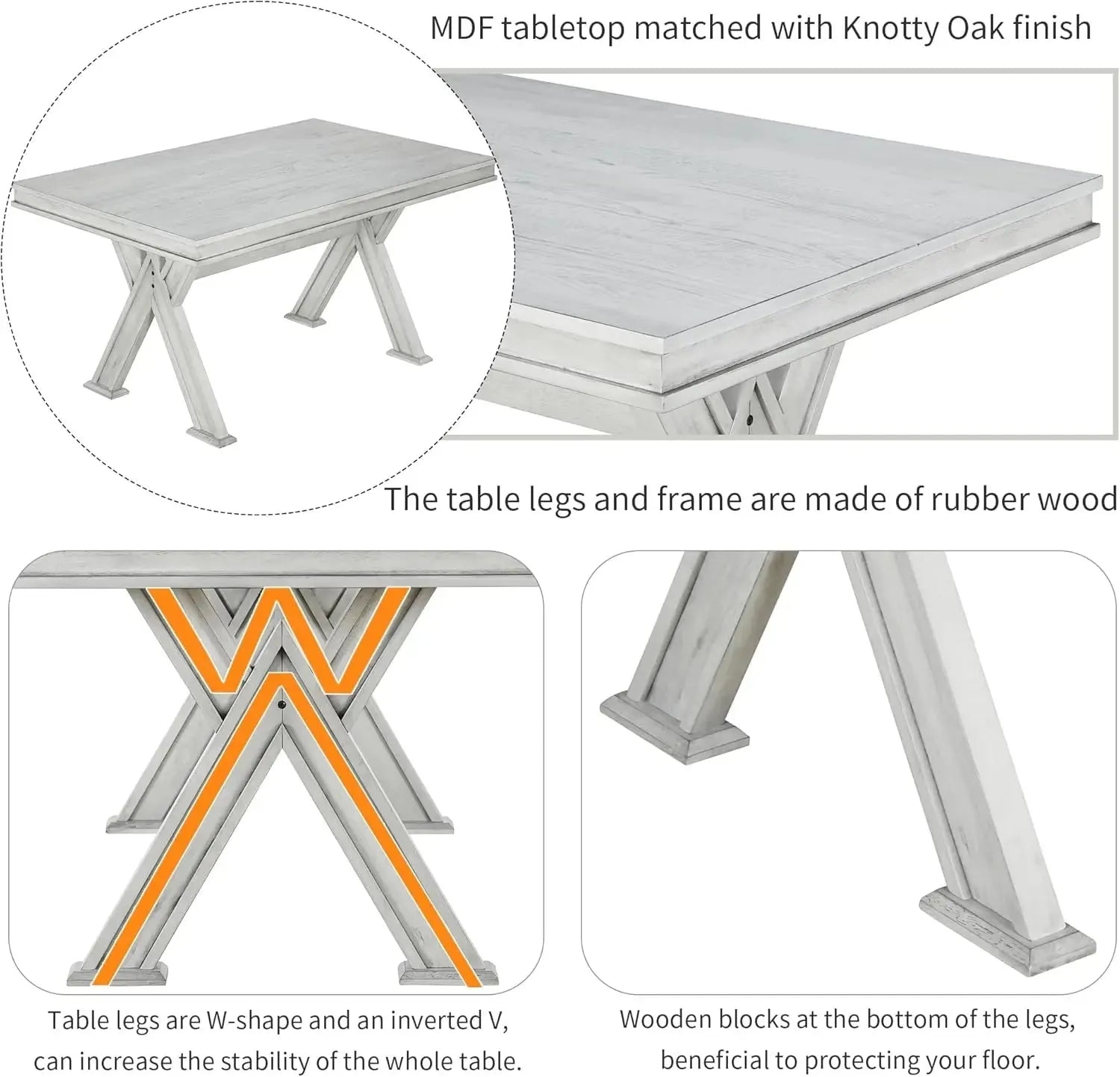 6 Pieces Dining Table Set with Bench. - Home Fusion