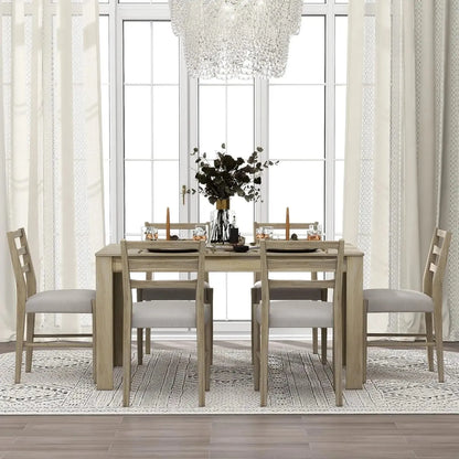 6 Pieces Dining Table Set with Bench. - Home Fusion
