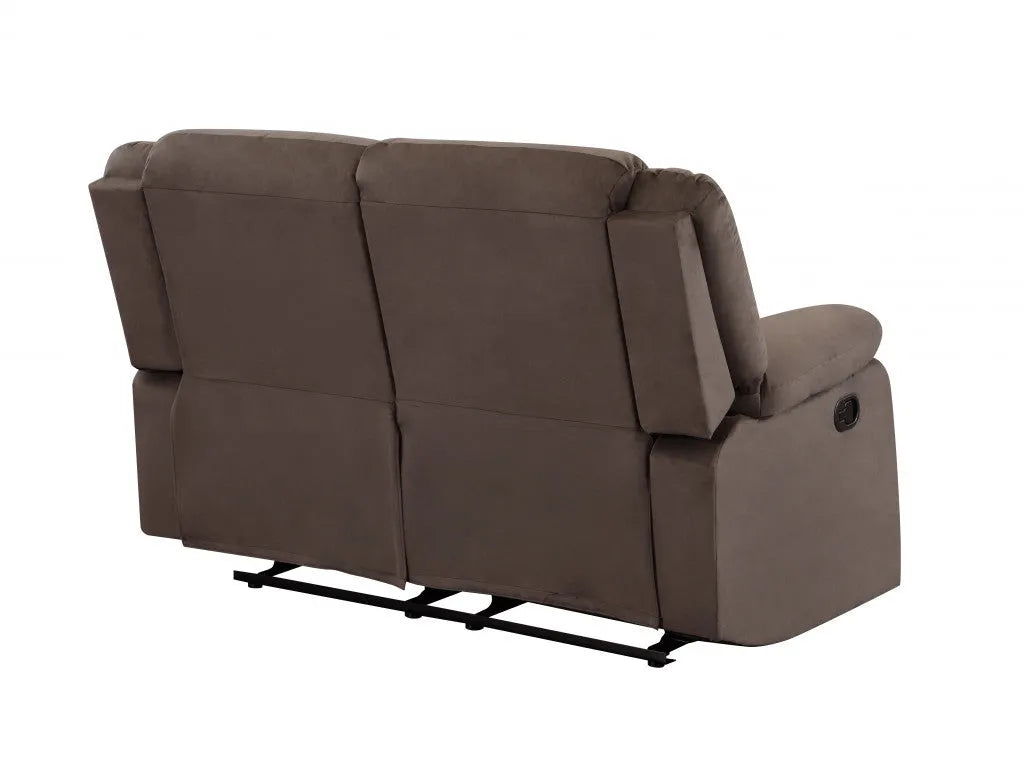 75" Brown Faux Leather Manual Reclining Love Seat With Storage - Home Fusion