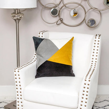 20" Black and Yellow Cotton Throw Pillow - Home Fusion