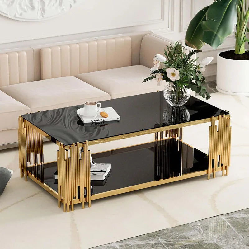 Marble TV Cabinet Coffee Table Simple Light Luxury Floor-Standing Coffee Table TV Cabinet Combination Coffee Table Advanced Sense - Home Fusion