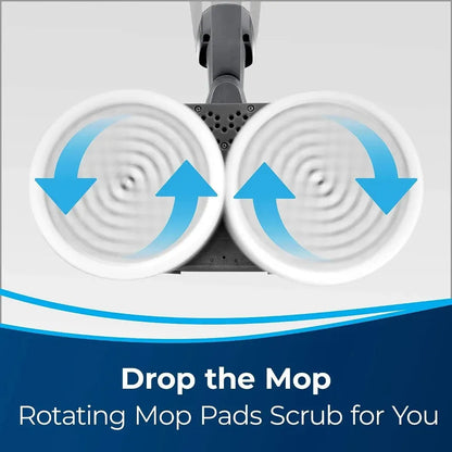Lightweight SpinWave Hard Floor Spin Mop, with  Soft-Touch Pads, 2 Scrubby Pads, Easy to Maneuver On-Demand Spray, White/Black - Home Fusion