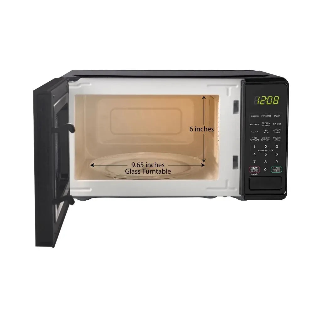 0.7 cu. ft. Countertop Microwave Oven, 700 Watts, Black, New, LED Display, Kitchen Timer, Household Tabletop Microwave Oven - Home Fusion