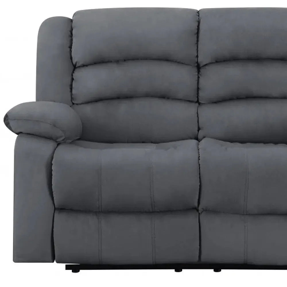 60" Gray Microfiber Manual Reclining Loveseat - Home Fusion