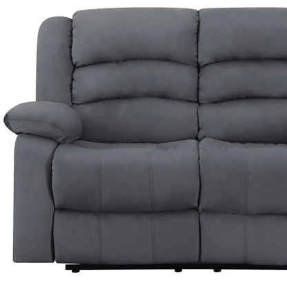 60" Gray Microfiber Manual Reclining Loveseat - Home Fusion