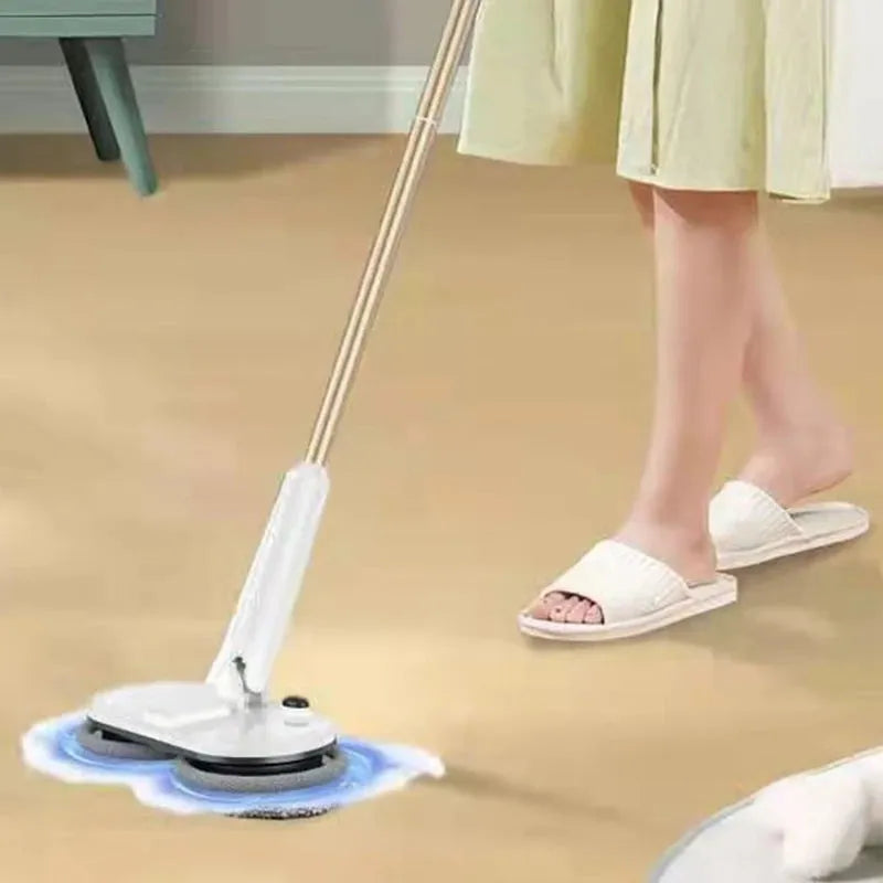 Cordless Electric Spin Mop, Floor Cleaner for Hard Wood & Tile & Laminate & Marble Floors, Scrubber Mop with 2 Mop Pads - Home Fusion