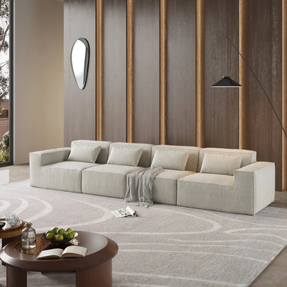 “Modern Sectional 4-Seater Sofa with Deep Seating & Cushions – Perfect for Family Rooms”