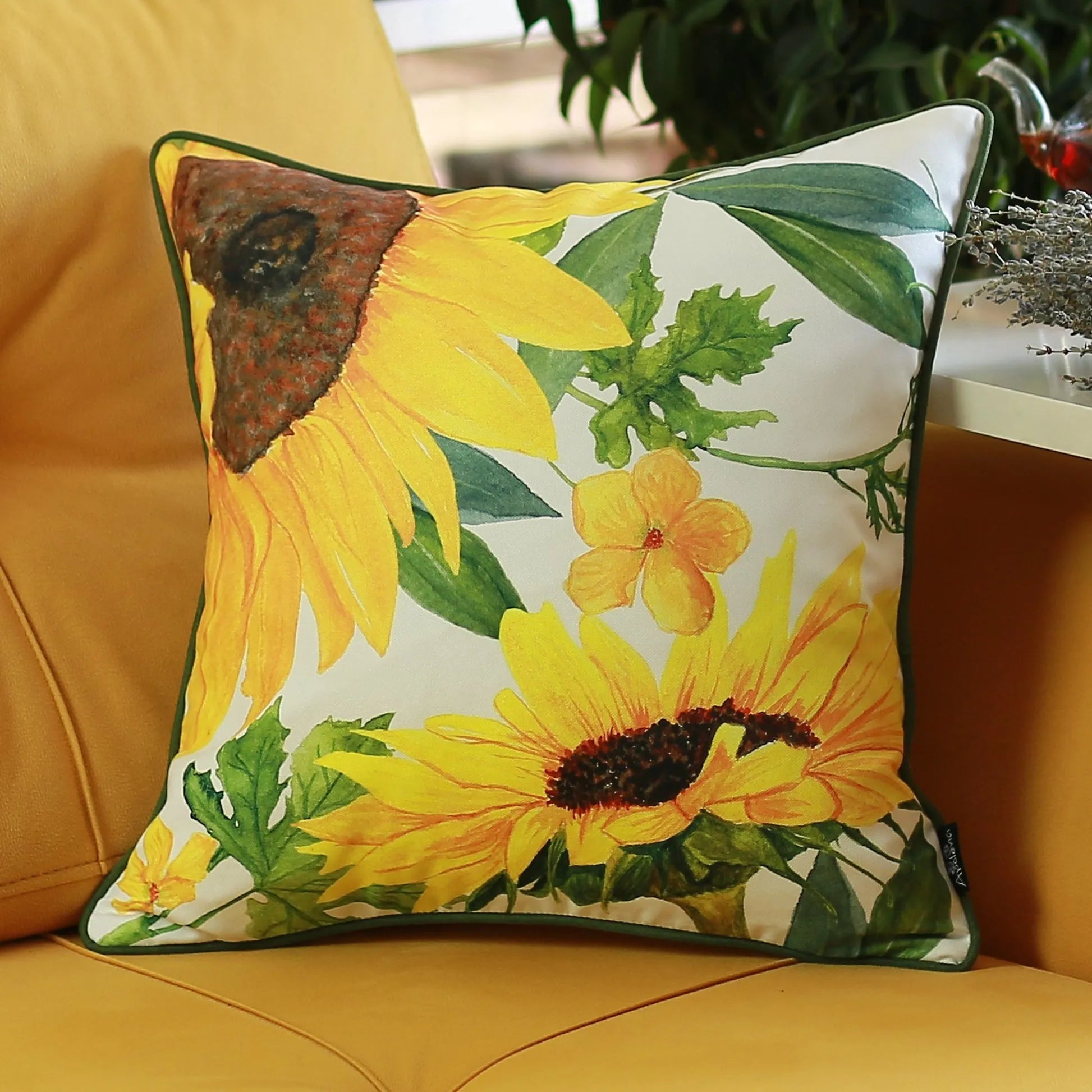 Set Of 4 18" Sunflowers Throw Pillow Cover In Multicolor - Home Fusion