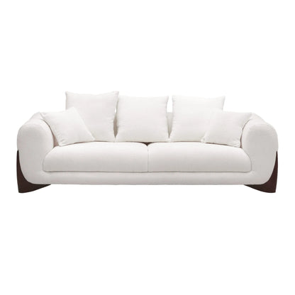 Modern White Upholstered 3-Seater Sofa with Plush Cushions.