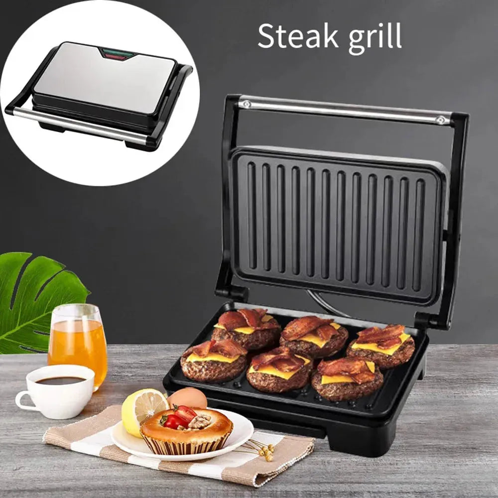 750W Home Small Roast Steak Machine Hamburger Electric Waffle Sandwich Maker Non Stick Surface Grill Toaster Breakfast Machine - Home Fusion