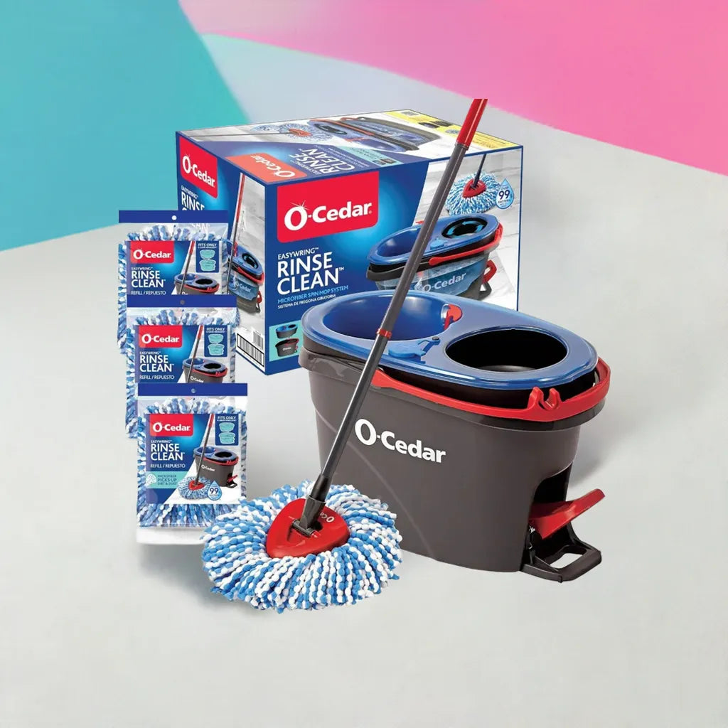 EasyWring RinseClean Microfiber Spin Mop & Bucket Floor Cleaning System with 3 Extra Refills, Grey