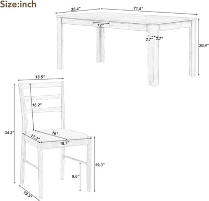 6 Pieces Dining Table Set with Bench. - Home Fusion