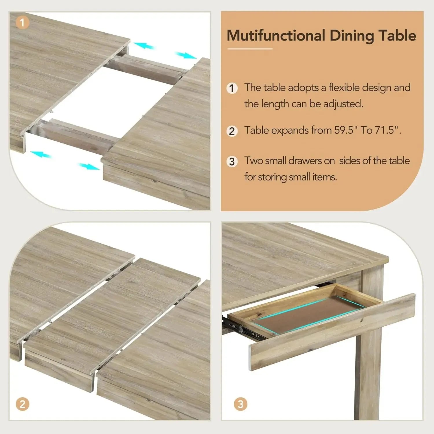 6 Pieces Dining Table Set with Bench. - Home Fusion