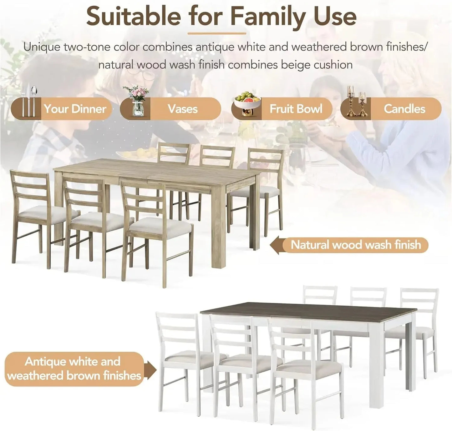 6 Pieces Dining Table Set with Bench. - Home Fusion