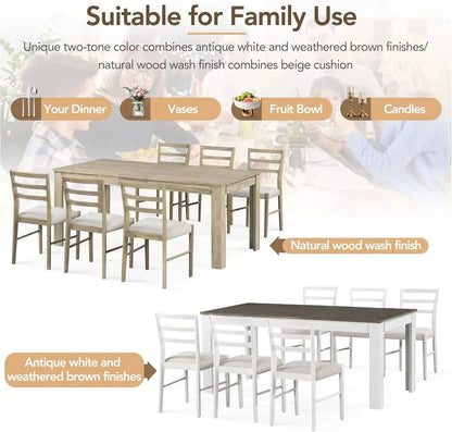 6 Pieces Dining Table Set with Bench. - Home Fusion
