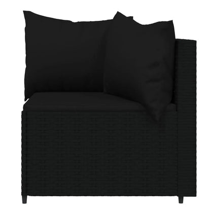 vidaXL 3 Piece Patio Lounge Set with Cushions Black Poly Rattan - Home Fusion