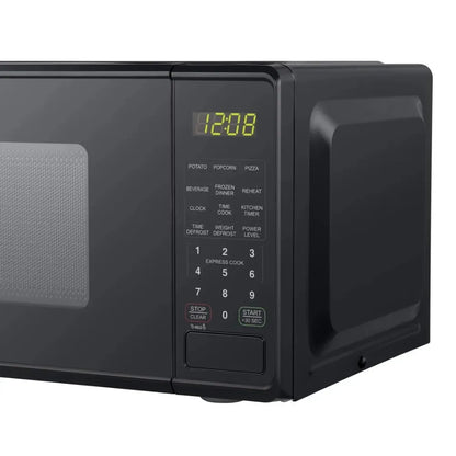 0.7 cu. ft. Countertop Microwave Oven, 700 Watts, Black, New, LED Display, Kitchen Timer, Household Tabletop Microwave Oven - Home Fusion