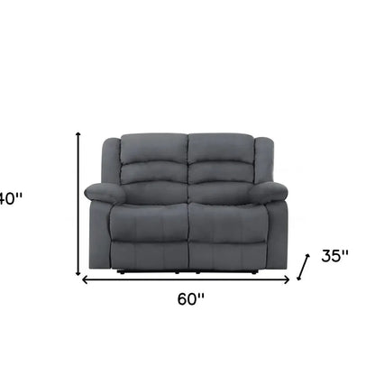 60" Gray Microfiber Manual Reclining Loveseat - Home Fusion