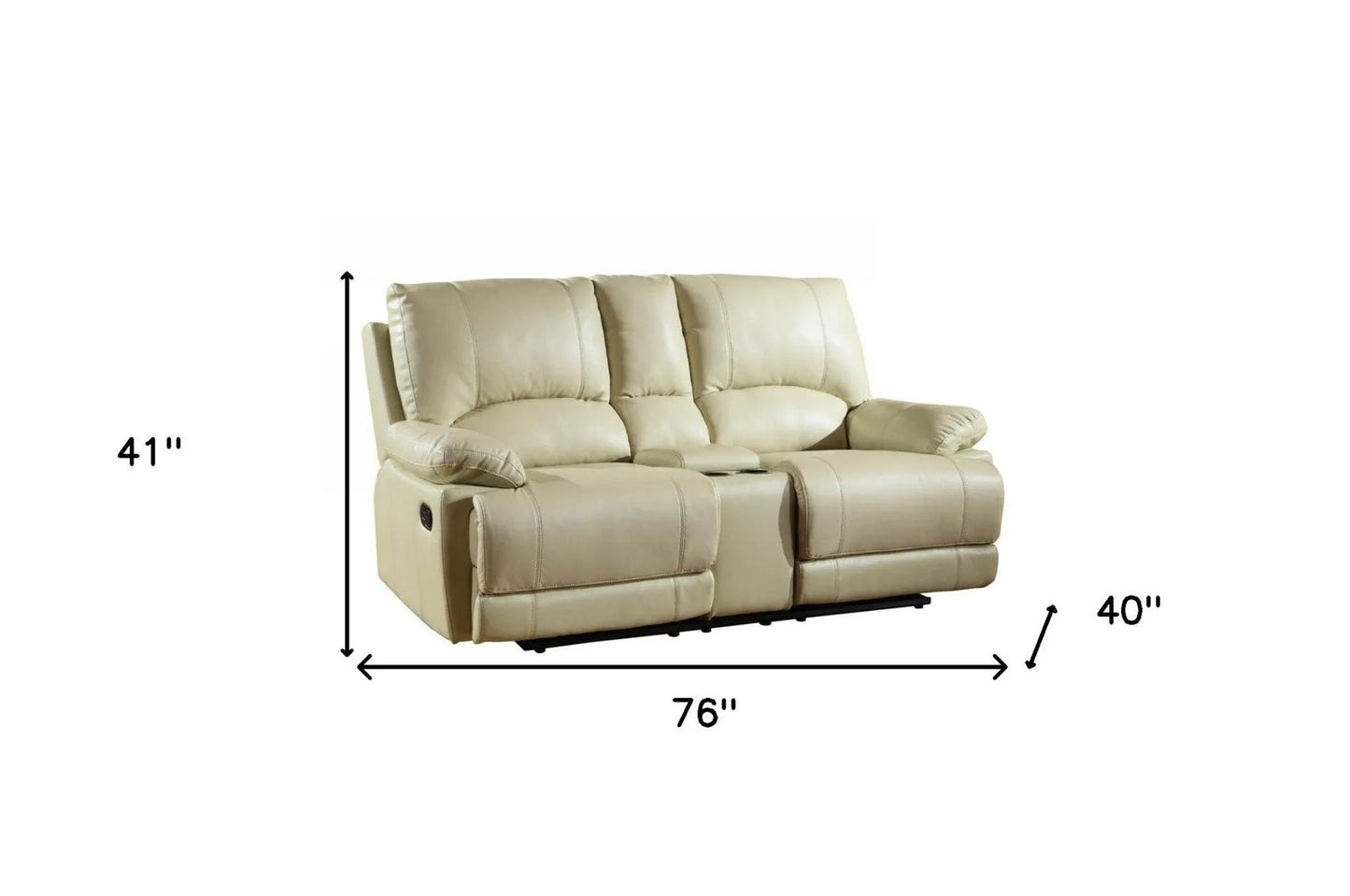 76" Beige Faux Leather Manual Reclining Love Seat With Storage - Home Fusion