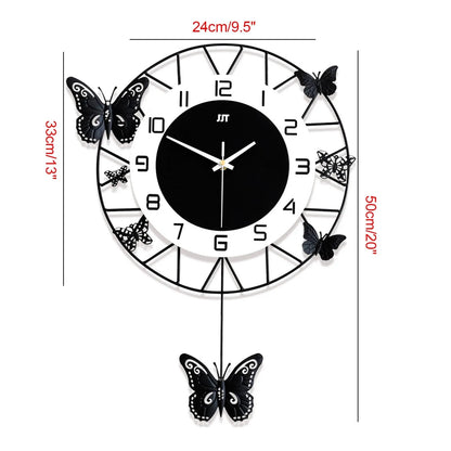 20” Butterfly Wall Clock – Silent Quartz Modern Home & Living Decor. - Home Fusion