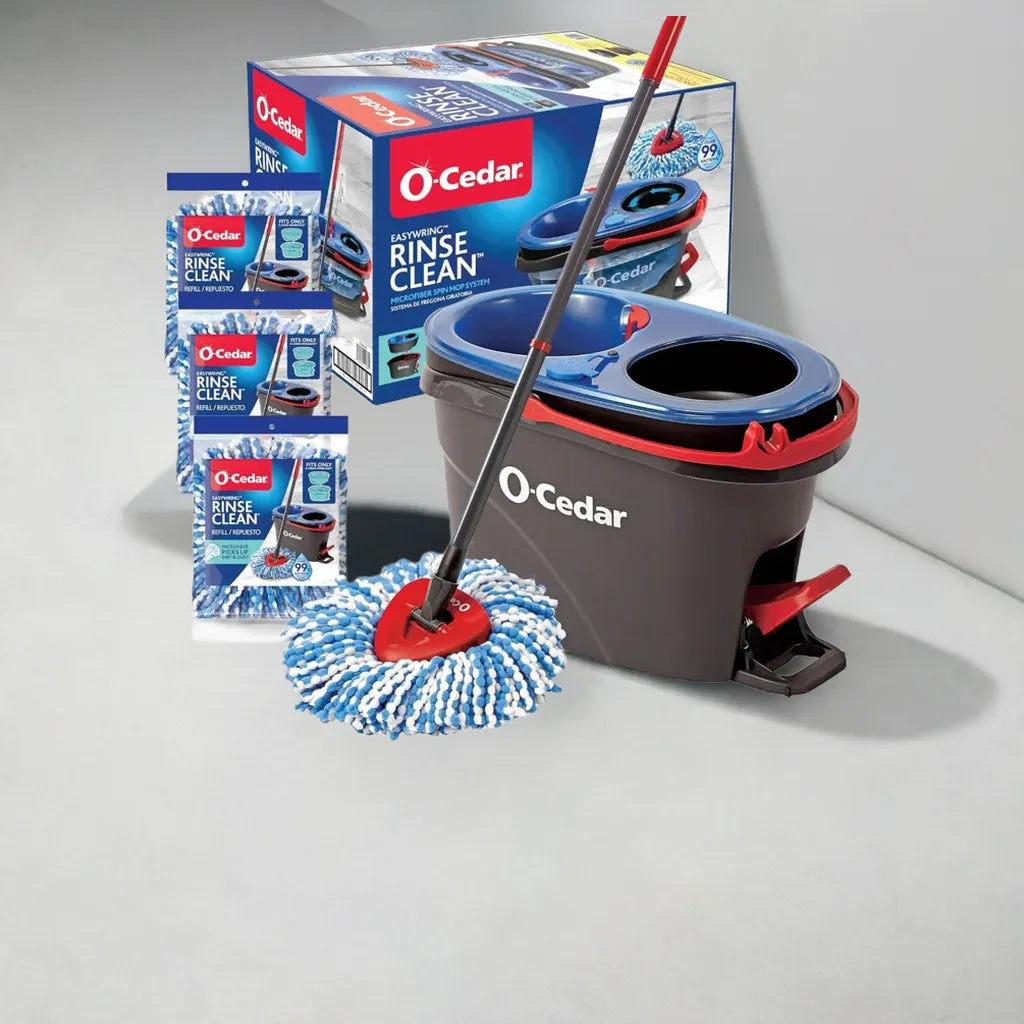 EasyWring RinseClean Microfiber Spin Mop & Bucket Floor Cleaning System with 3 Extra Refills, Grey