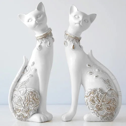Figurine Decorative Resin Cat statue - Home Fusion
