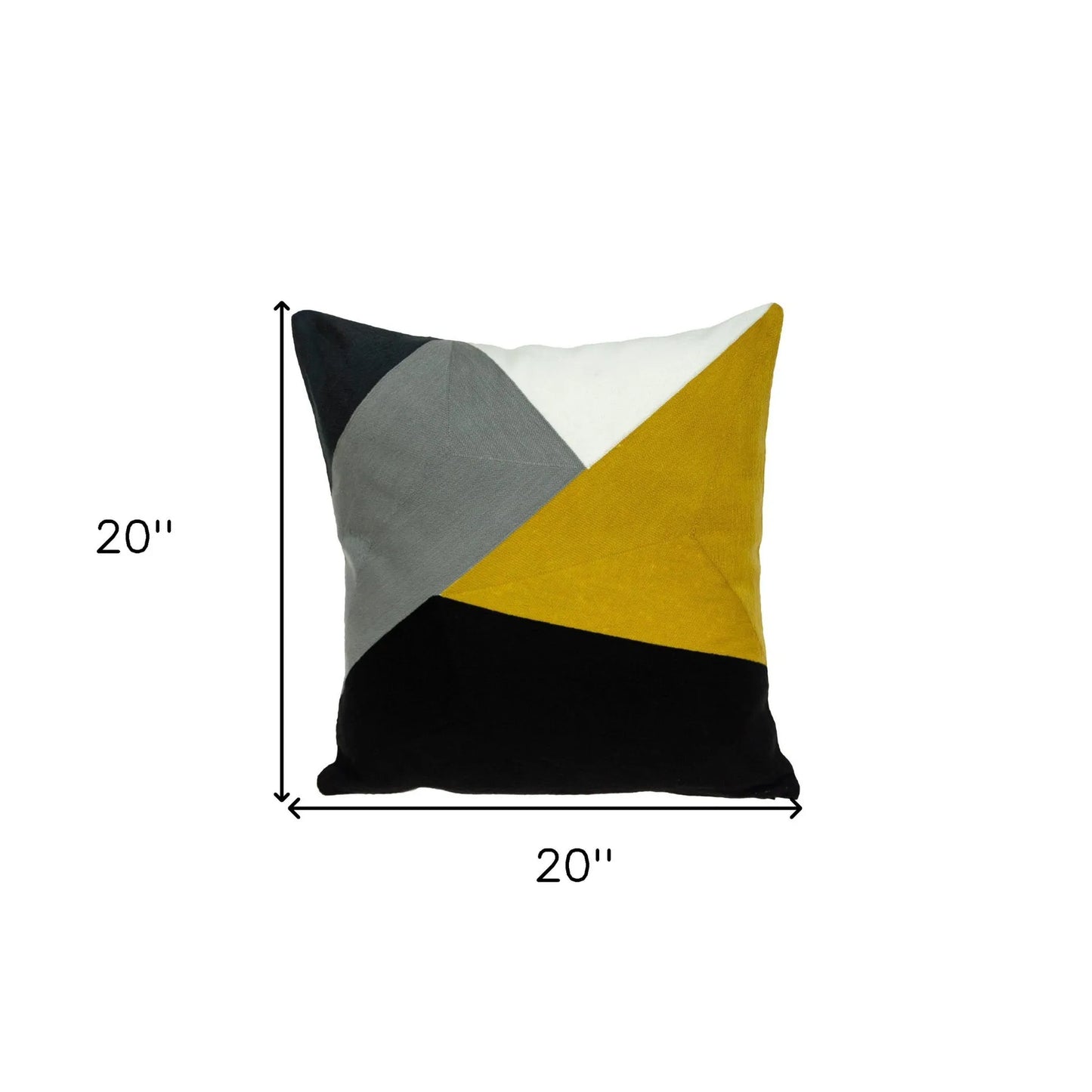 20" Black and Yellow Cotton Throw Pillow - Home Fusion