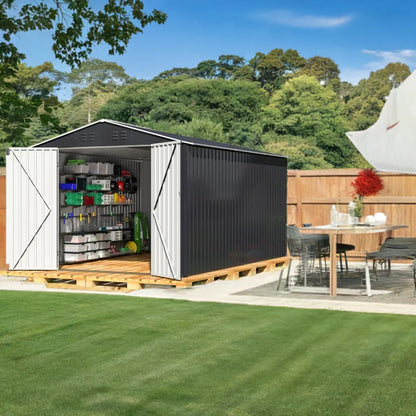 8 x 12 FT Metal Outdoor Storage Shed – Heavy-Duty Backyard Garden Tool Shed - Home Fusion