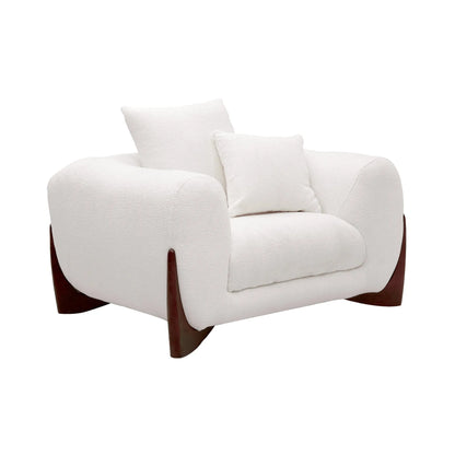 Modern White Upholstered 3-Seater Sofa with Plush Cushions.