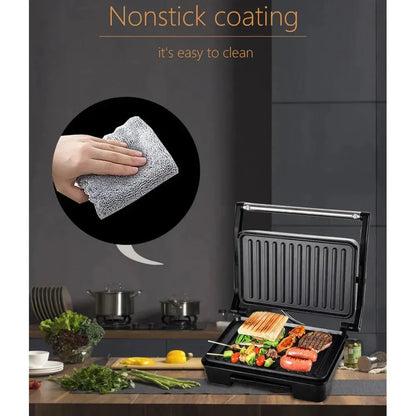 750W Home Small Roast Steak Machine Hamburger Electric Waffle Sandwich Maker Non Stick Surface Grill Toaster Breakfast Machine - Home Fusion