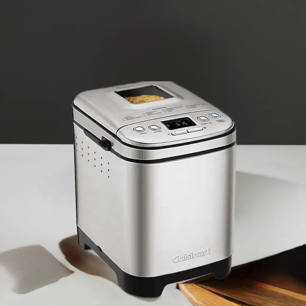 Bread Maker Machine, Compact and Automatic, Customizable Settings, Up to 2lb Loaves, CBK-110P1, Silver,Black - Home Fusion
