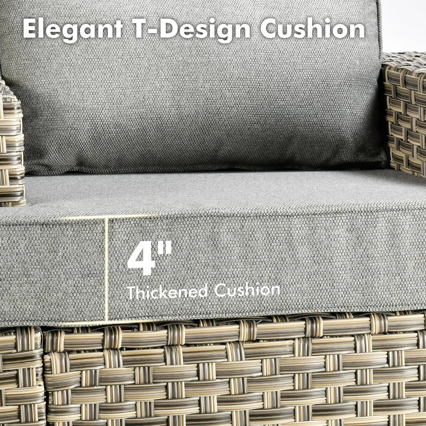 6-Piece Wicker Patio Furniture Set with Cushions & Coffee Table. - Home Fusion