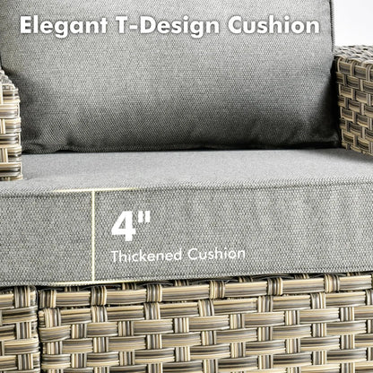 6-Piece Wicker Patio Furniture Set with Cushions & Coffee Table. - Home Fusion